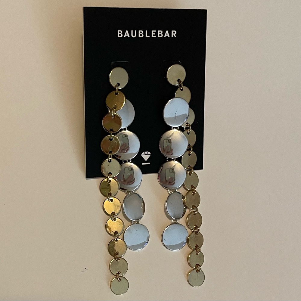 Baublebar set of two dangle earrings - gold tone, silver tone
